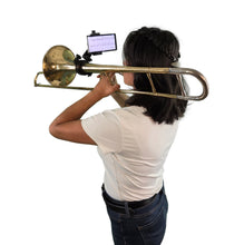 Load image into Gallery viewer, Low Brass Phone Lyre 1.5&quot;-2” Clamp for Trombone, Mellophone, Flugelhorn, and more - LB100

