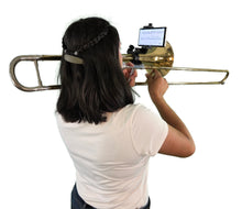 Load image into Gallery viewer, Low Brass Phone Lyre 1.5&quot;-2” Clamp for Trombone, Mellophone, Flugelhorn, and more - LB100
